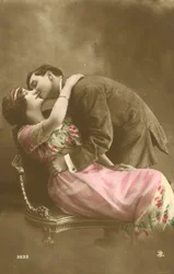Man Kissing Girl on the Cheek