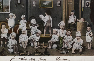 Many babies on their potties