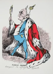 Robert Macaire - trying on the Royal outfit, from History of the Third Republic, Vol. I, Political History, pub.1933
