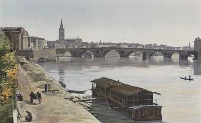 Toulouse, Pont-Neuf and Notre-Dame de la Dalbade Church, Downstream View from the Right Bank of the Garonne