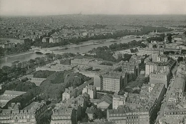 View on Champs-Elysees and Sacre-Coeur from Eiffel Tower