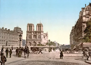 Western Façade of Notre Dame, and Pont St. Michel, Paris