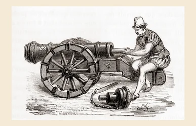 A 16th century breech loading German cannon, from Les Merveilles de la Science, published c.1870 (engraving)