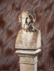A French sculpted limestone bust of Homer, after the antique