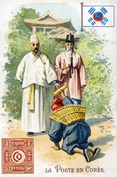 A Postman in Korea delivering a letter, late 19th century