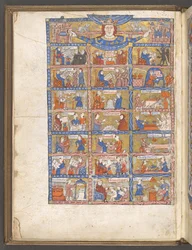 A full-page miniature of the arts and sciences from Li Livres dou Tresor by Brunetto Latini