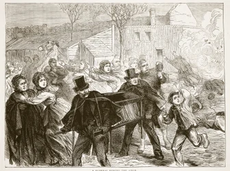 A funeral during the siege, March 1871, illustration from Cassells History of the War between France and Germany, 1870-1871