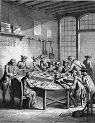 A post office in France at the epoch of Louis XV (1715 to 1774).