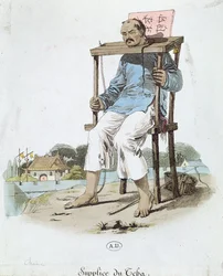 A prisoner in the Cangue in China, c.1800