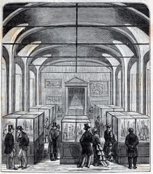 A room of the Conservatoire de Arts et Metiers in the 19th century (engraving in 
