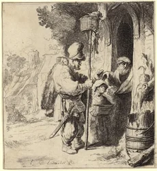 A Travelling Rat Catcher with the Tools of His Trade and with Customers