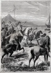 Vice-Admiral John Byron Received by the Natives of Cape des Virgins, at the Eastern Mouth of Magellan