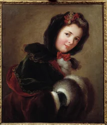 A Young Girl Dressed for Winter with Sleeve and Cape