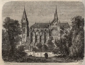 Abbey Saint-Victor of Paris, founded in the 12th century - engraving in 