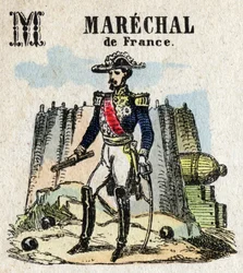 Abecedary. Letter M as Marechal of France. Small Encyclopedic Alphabet, Popular Series. Epinal Imaging, late 19th century