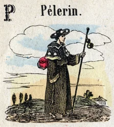 Abecedary. Letter P like Pelerin. Small Encyclopedic Alphabet, Popular Series. Epinal Imaging, late 19th century