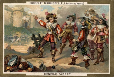 Abraham de Fabert (1599-1662), Marshal of France, during the siege of Stenay (department of the Meuse) in 1654. Chromolithography of the 19th century