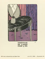 Advertisement for "Black & Gold Lacquer Dressing Table", published 1921