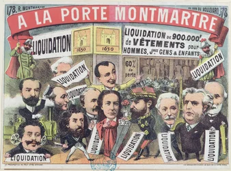 Advertisement for a clothing sale at the Paris department store La Porte Montmartre