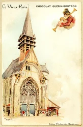 Advertising Chromolithography of Guerin Boutron Chocolates, The Old Paris, Saint Julien des Ménétriers Church