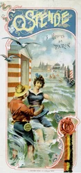 Advertising to get to Ostend (Belgium) from Paris: Ostend: 5 hours from Paris, c.1900 (chromolithograph)