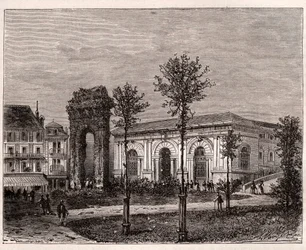 Aix-les-Bains - Savoy - the Roman arch of Campanus - engraving in La France illustree: geography, history, statistical administration by V.A. Malt-Brown. 1884