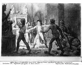 Alexandre Lenoir (1761-1839) opposing the destruction of the royal tombs of the French monarchy in the Church of Saint-Denis, 1793