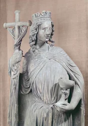 Allegorical figure of the church holding a chalice and the labarum (detail)