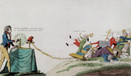 Allegory of the French Revolution removing all thrones of the crowned robbers