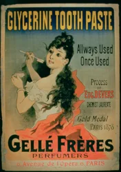 Poster advertising Glycerine Toothpaste by Gelle Freres, Paris, 1878