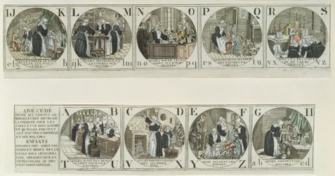 Alphabet primer depicting the work of the Sisters of Charity, early nineteenth century