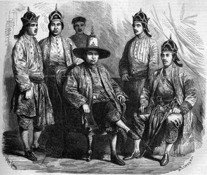 Ambassadors of Siam (Thailand) during their visit to Paris in 1858. Engraving in Le Monde Illustré n°49 of 20 March 1858.