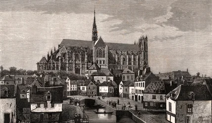 Amiens - Nord-Pas-de-Calais-Picardie - engraving in 