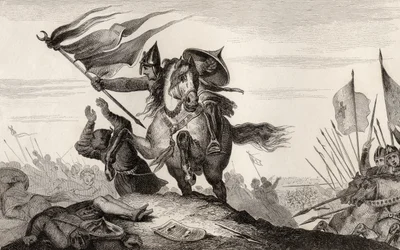 An 8th century French knight in battle, from 