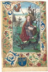 An Angel appearing to Mary Magdalene in the Wilderness, illustration from Book of Hours, Use of Rome