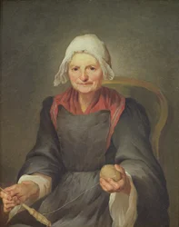 An Old Woman Spinning