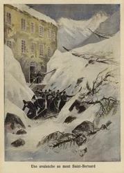 An avalanche at the Great St Bernard Pass, Switzerland, 1897