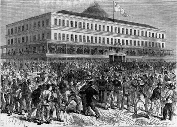 An election day in New Orleans, United States. Engraving in 