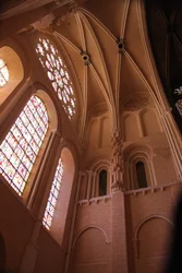An interior view of the western-most bay in front of the rose window