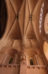 An interior view of the western-most bay in front of the rose window