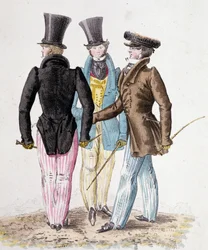 Anglomanians, men in suit - lithograph