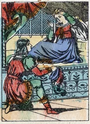 Anonymous illustration for “Sleeping Beauty”, tale by Charles Perrault. Wood engraving of Imaging Pellerin - Epinal, late 19th century.