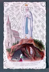 Apparition of Our Lady of Lourdes, engraved by Bouasse-Lebel, c.1867