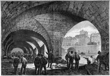Architecture: view of the underground vault of the Quai de Gevres in Paris