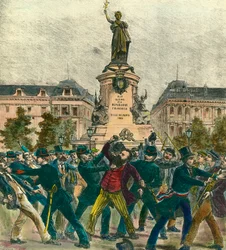 Arrest of deputy Pierre Baudin (1863-1917) during a demonstration on May 1st at the Place de La Republique in Paris