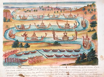 Arrival of the French Ambassadors to Siam, from an account of the Jesuits in Siam, 1688