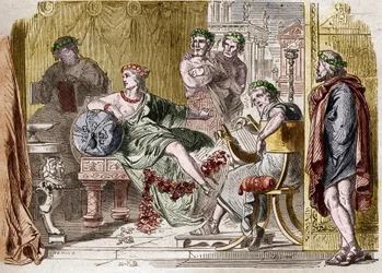 Aspasia of Miletus, the Greek Courtesan of the 5th century BC. Engraving