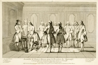 Assembly of Free Masons to Initiate an Apprentice, from The Ceremonies of Religion and Custom, c.1733