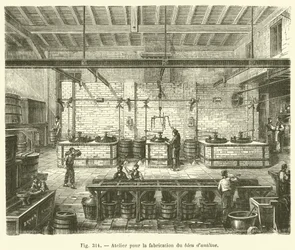 Workshop for the Manufacture of Aniline Blue (engraving)