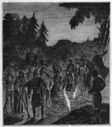 Ateshgah of Baku - fire worshippers temple in Azerbaijan - Engraving in 